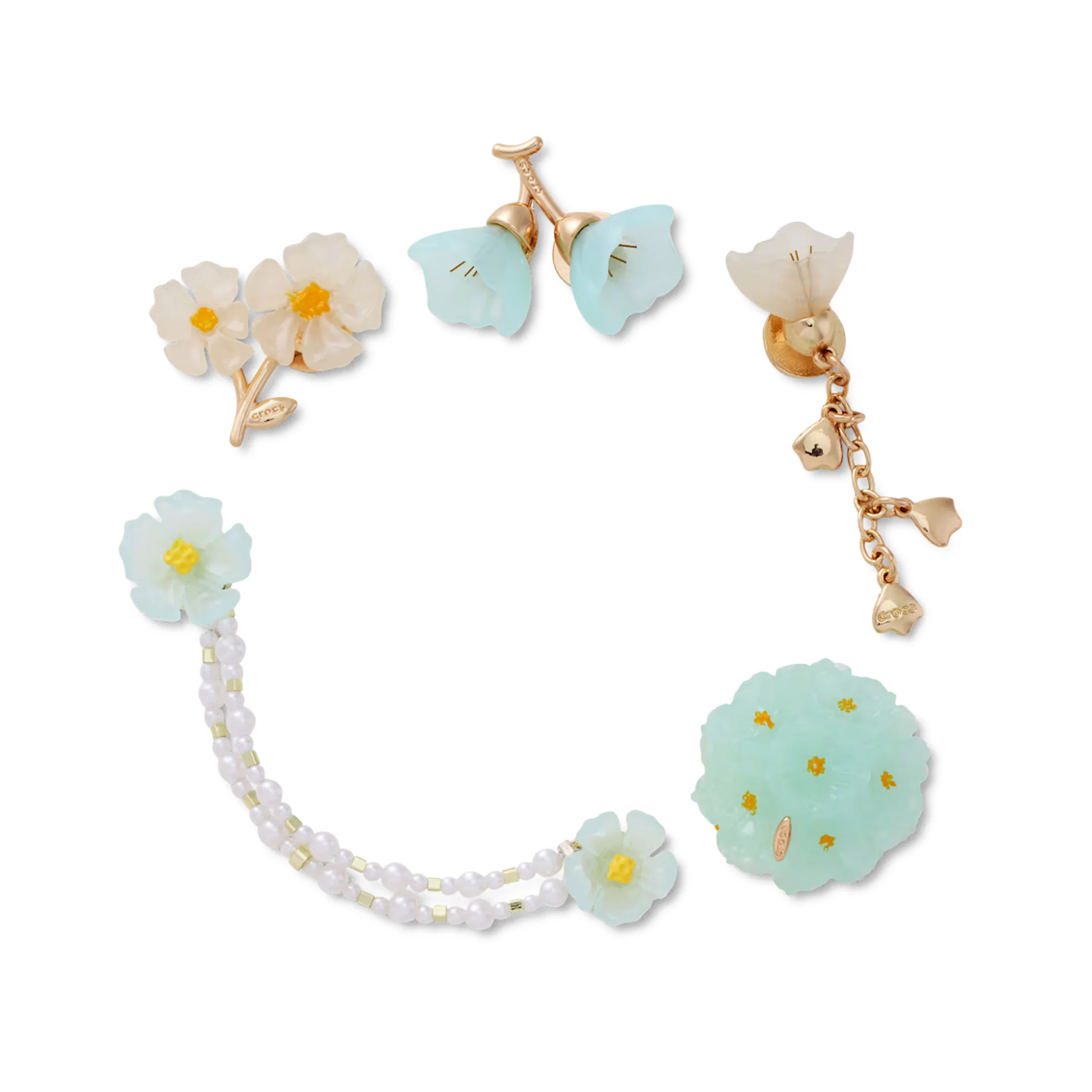 Crocs Blue Dainty Floral Jibbitz 5-Pack - Image 2