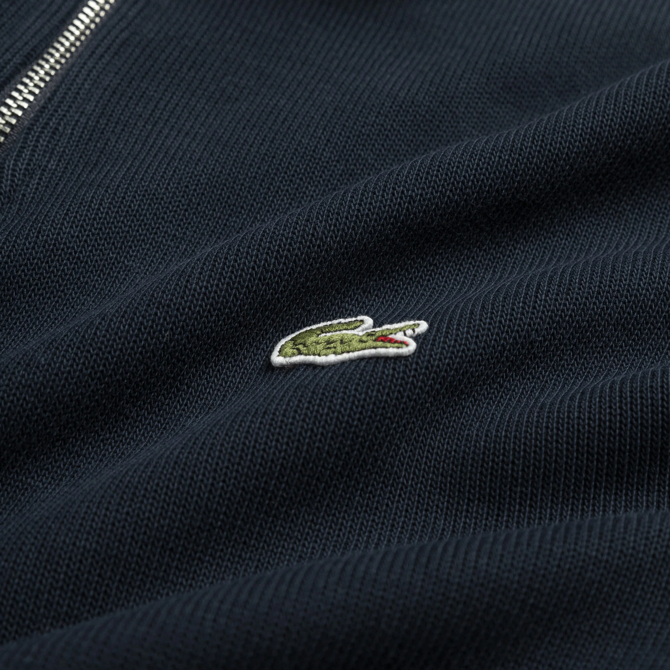 Lacoste Zippered Stand Up Collar Cotton Sweatshirt - Image 3